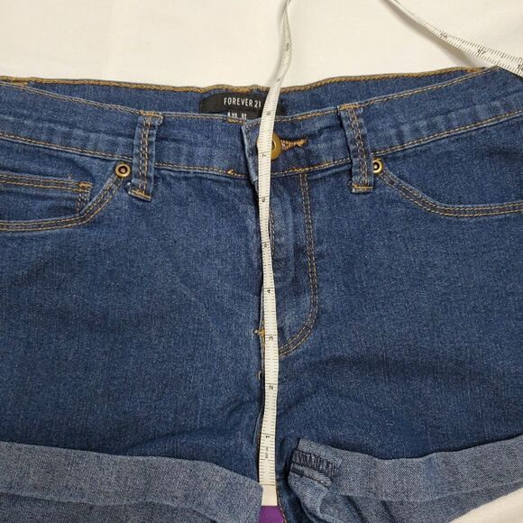 TWO pairs of denim blue jean cuffed stretch shorts 27 - Picture 12 of 12